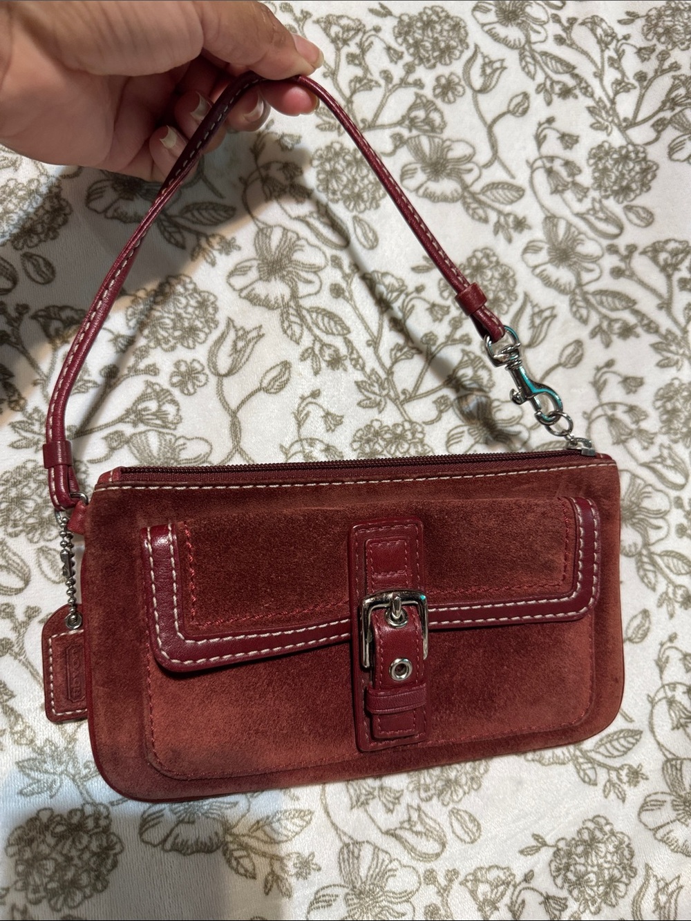 Women's Red Suede Wristlet- Classic Chic